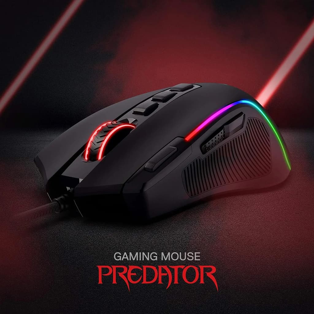 M612 Predator RGB Gaming Mouse, 8000 DPI Wired Optical Gamer Mouse 5 Backlit Modes, Software Supports DIY Key binds Rapid Fire Button