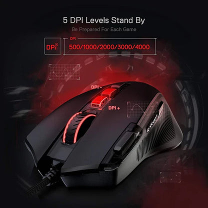 M612 Predator RGB Gaming Mouse, 8000 DPI Wired Optical Gamer Mouse 5 Backlit Modes, Software Supports DIY Key binds Rapid Fire Button